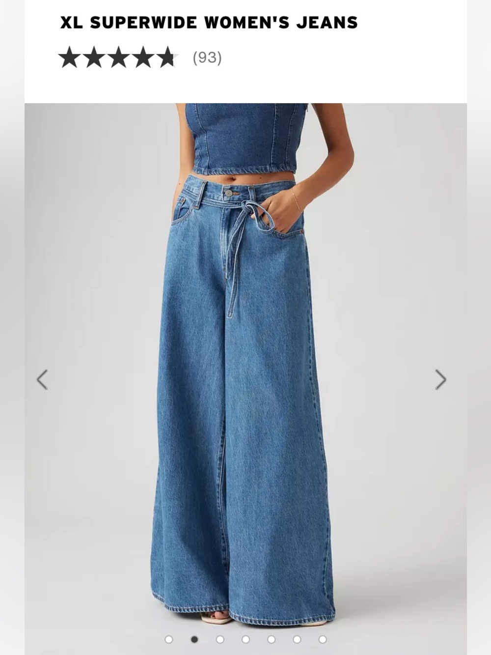 Levi’s Premium XL Superwide Leg Medium Wash Jean with Tie Waist Size 33 - Picture 3 of 16